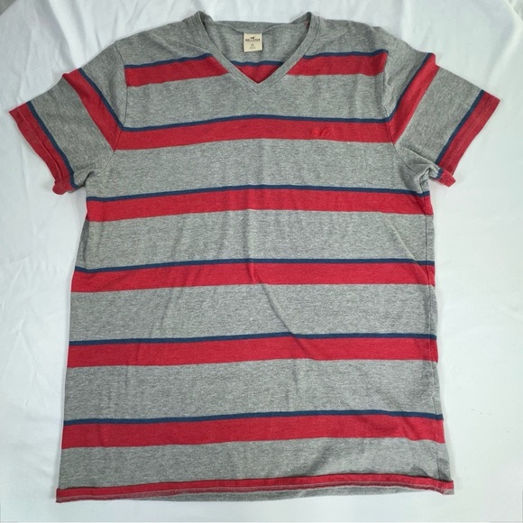 Hollister Men’s Lightweight V-Neck Striped Short Sleeve Tee - Picture 1 of 5
